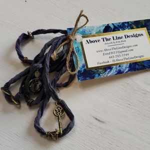 Hand-dyed silk wrap bracelet